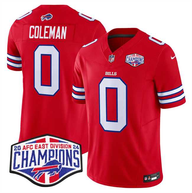 Men%27s Buffalo Bills #0 Keon Coleman Red F.U.S.E. 2024 AFC East Division Champions Vapor Limited Stitched Jersey